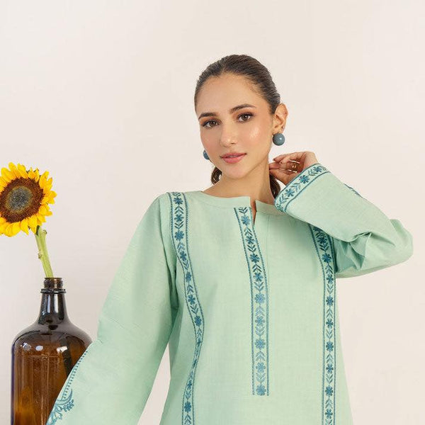 HANA- 3PC DHANAK EMBROIDERED SHIRT WITH WOOL PRINT SHAWL AND TROUSER-BIC-3158