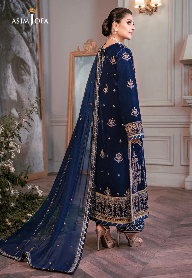 ASIM JOFA 3pc Luxury Velvet | Embroidered Organza Barosha | Asim Jofa D # 245 - 06 Dupatta