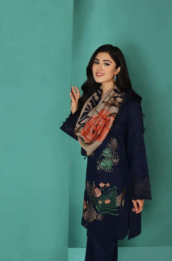 NISHAT 3pc embroidered suit & PRINTED DUPATA - 112MW