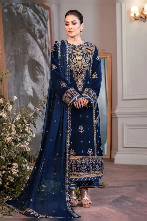 ASIM JOFA 3pc Luxury Velvet | Embroidered Organza Barosha | Asim Jofa D # 245 - 06 Dupatta