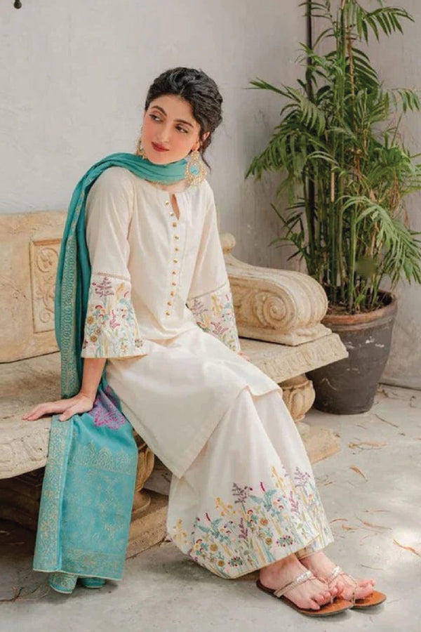 Zara Shajahan LAWN 3pc embroidered Suit - 021MW